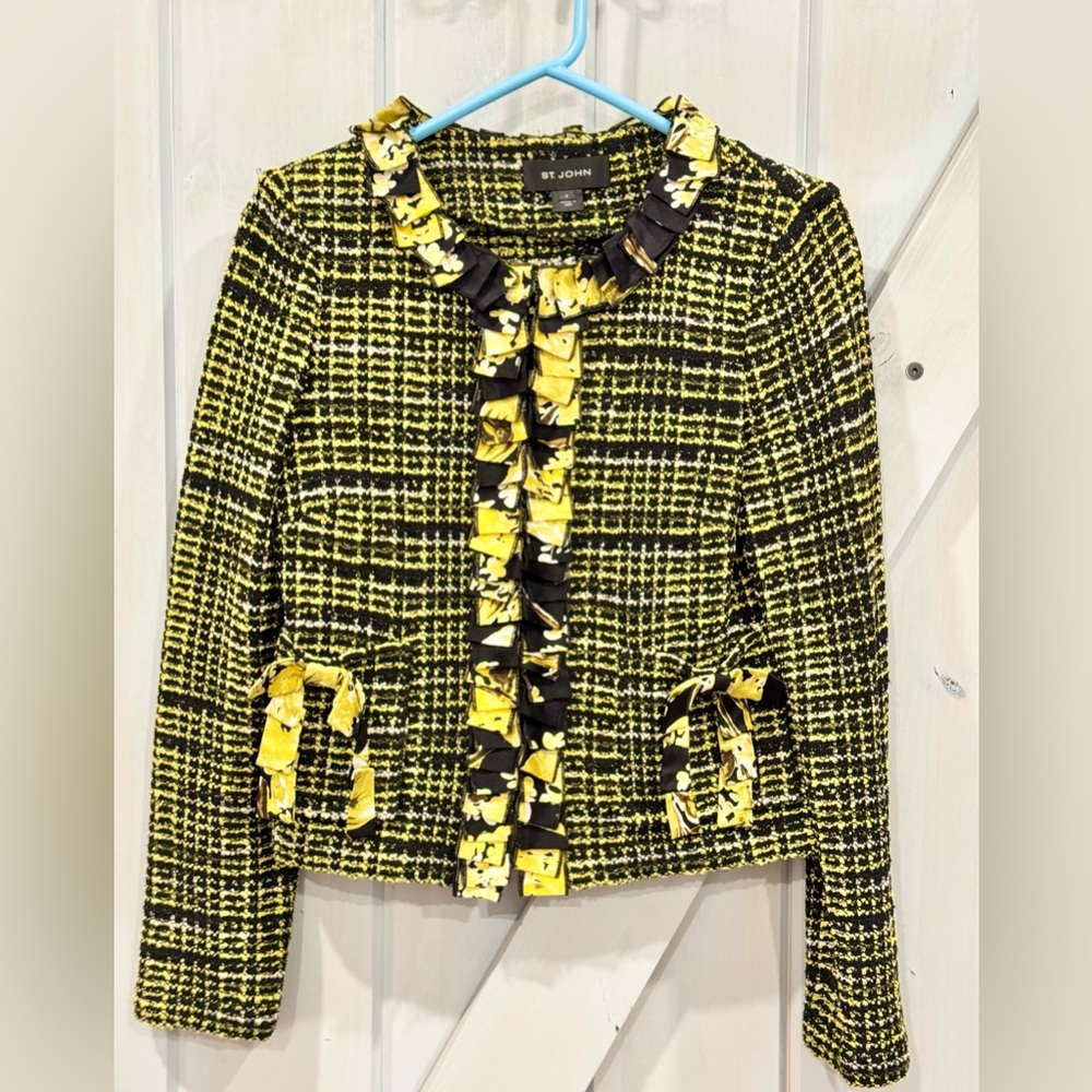 St John black and yellow tweed jacket